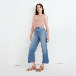 Madewell Perfect Vintage Wide-Leg Crop Jeans – Size 28, Raw Hem